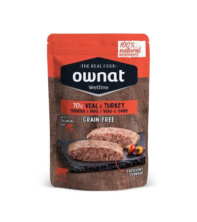 OWNAT WETLINE WET FOOD FOR CATS, WITH BEEF AND TURKEY