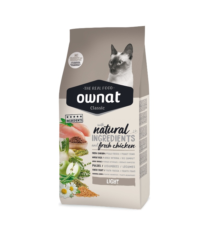OWNAT CLASSIC LIGHT Alimento Com Baixo Teor De Gordura Para Gatos Com 